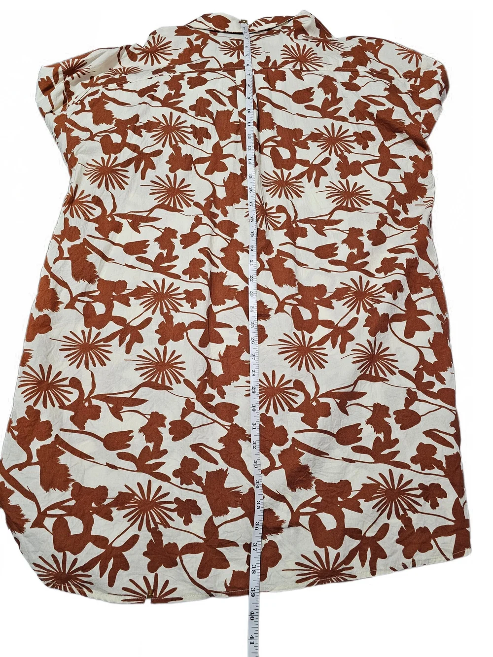 Sunday In Brooklyn Button-Front Mini Shirtdress Cream Rust Botanical Size 3X
